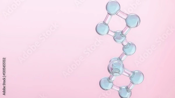 Fototapeta Abstract molecular structure on soft pink background captivating glass-like design for science and technology themes