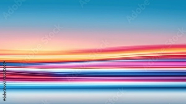 Fototapeta Vibrant horizon with dynamic color waves a serene abstract landscape featuring bold gradients and calming tones at sunset