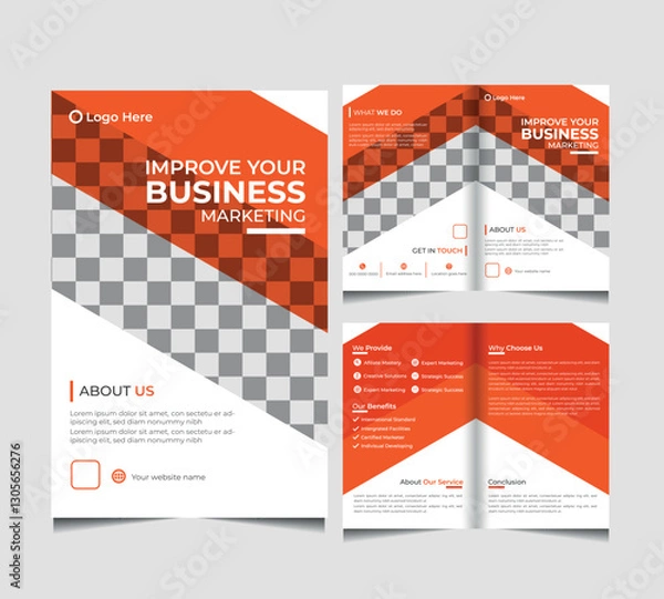 Fototapeta digital business marketing brochure flyer design bifold trifold vector template