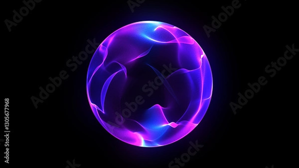 Fototapeta Sphere made of particles. Abstract orb. Blue sphere with connecting dots and lines. Wireframe technology sphere. Big data visualization. 3d rendering. 