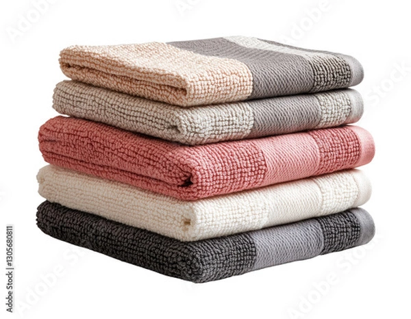 Obraz Soft indoor towel stacking display. Isolated on transparent background, png.