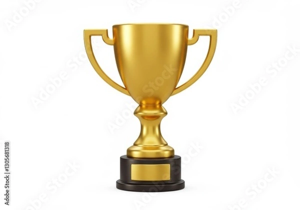 Fototapeta Golden trophy cup on display - symbol of achievement and success in competitions