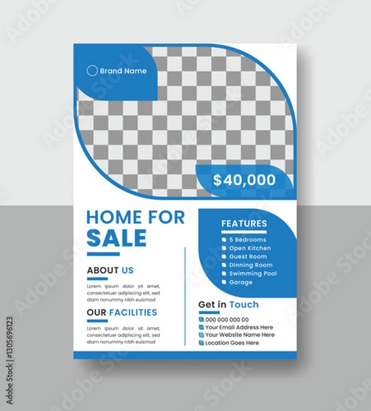 Fototapeta real estate modern business flyer design editable vector template design for advertising
