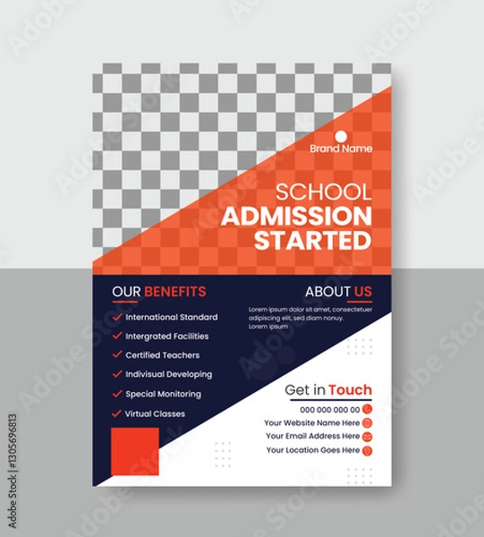 Fototapeta minimalist and modern flyer design for school admission or flyer design template for educational marketing