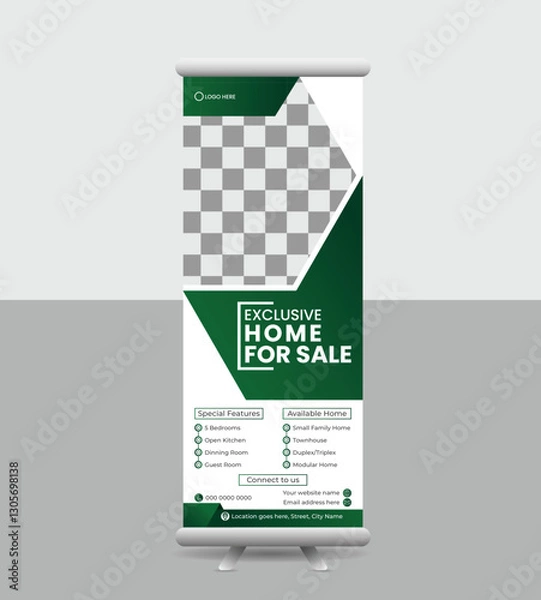 Fototapeta real estate modern roll up or pop up banner design template for advertising