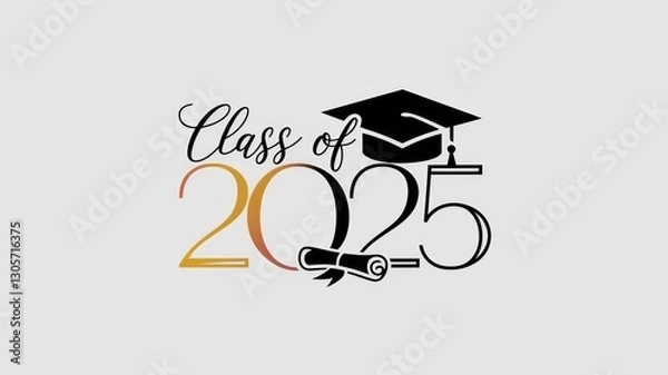 Obraz Class of 2025 Refined Graduation Emblem with Gold Typography Generative AI