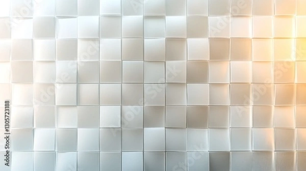 Fototapeta Abstract 3D Cubes Wall: Modern Geometric Pattern in White and Beige