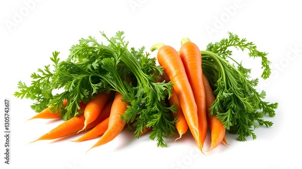 Fototapeta a close-up shot of fresh, vibrant carrots with their leafy green tops, showcasing the natural colors and textures