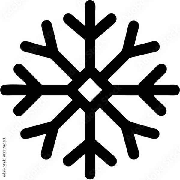 Obraz Snowflake silhouette on white background