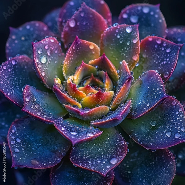 Fototapeta Vibrant Succulent with Dew Drops
