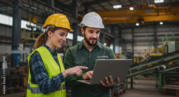 Fototapeta Collaboration in Industrial Settings Engaging Workers with Technology
