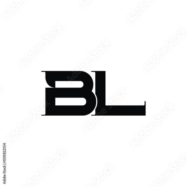 Obraz BL monogram logo design letter text name symbol monochrome logotype alphabet character simple logo