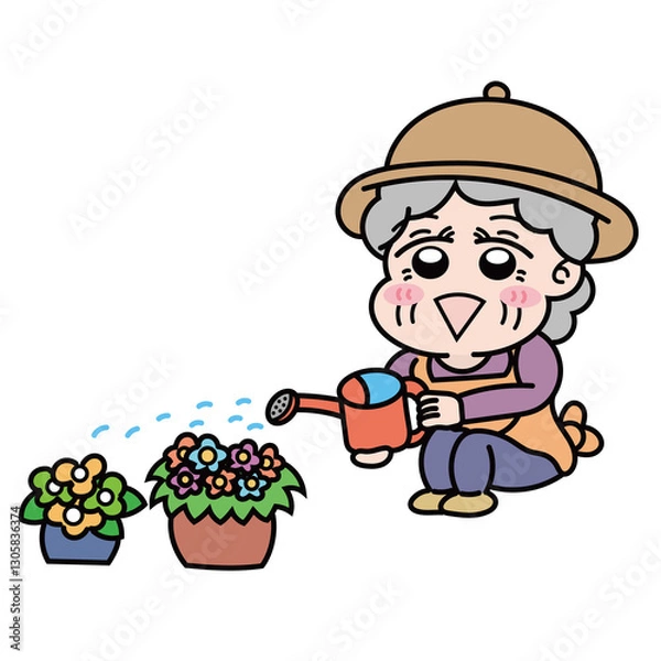 Obraz ガーデニングをしているおばあちゃん