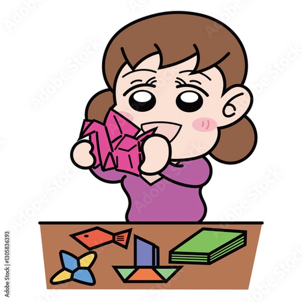 Obraz 折り紙で遊んでいる女の子