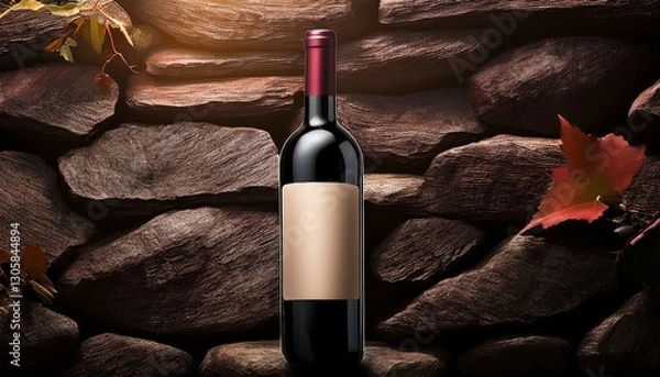 Fototapeta wine bottle product photo on textured stone