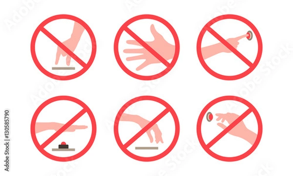 Fototapeta Do Not No Touch Finger Circle Icon Sign Symbol Collection Set
