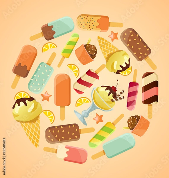 Fototapeta Ice-cream Elements : Vector Illustration 