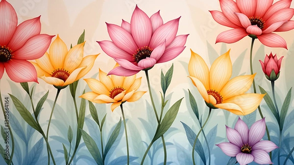 Fototapeta Silk Fan Floral Gradient Patterns