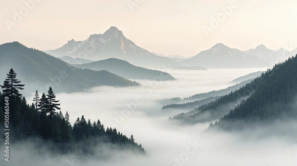 Obraz Layered Silk Gauze Mountain Texture