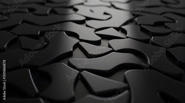 Fototapeta Geometric Puzzle with Interlocking Shapes