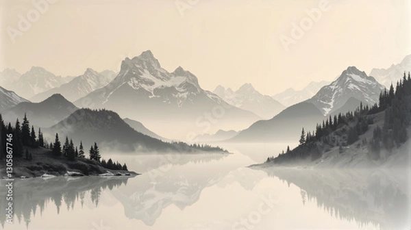 Obraz Silk Gauze Mountain Landscape Texture