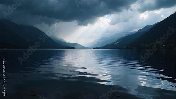 Fototapeta Liquid Mercury Mountain Lake Reflection