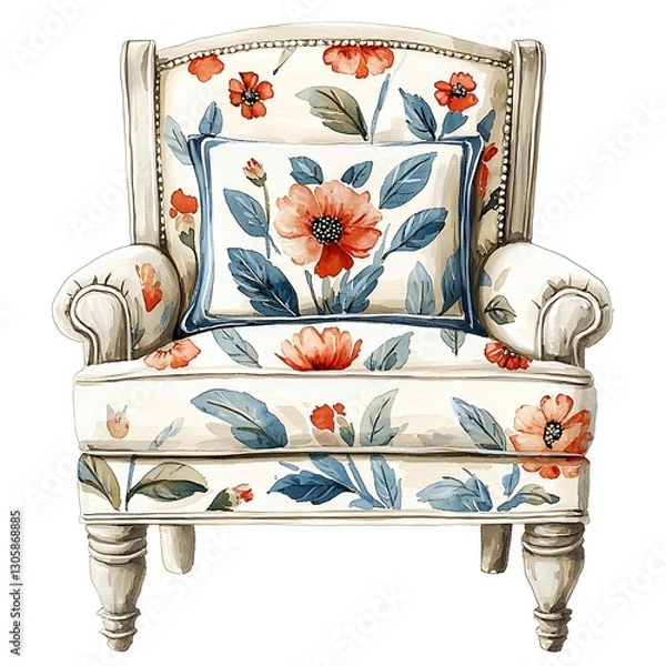 Obraz Floral Armchair Elegant Home Decor.