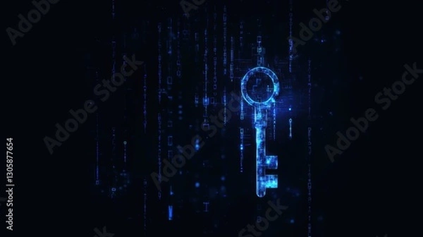 Fototapeta Glowing digital key. Cybersecurity concept.