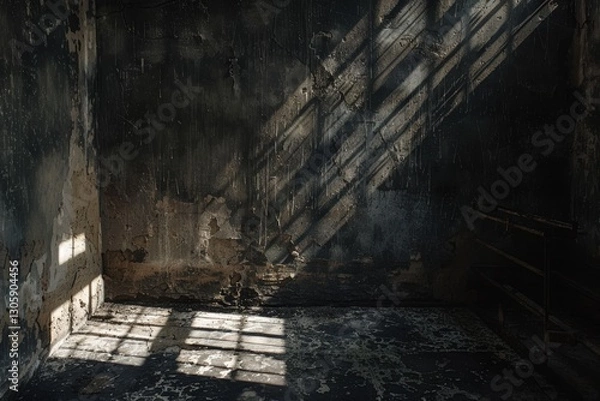 Fototapeta Mysterious shadows in an abandoned room
