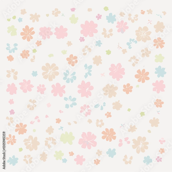 Fototapeta 壁紙、春や夏や秋や冬の季節を感じさせる、桜や梅や小花や無地のパターンイラストが入っている、使いやすい壁紙