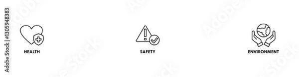 Fototapeta HSE banner web icon vector illustration for Health Safety Environment in the corporate occupational safety and health