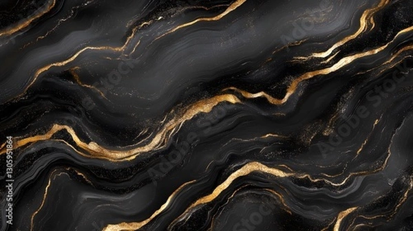 Obraz Abstract Black Gold Marble Texture Background