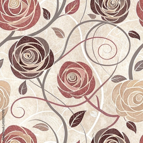 Fototapeta Seamless Floral Pattern Design Studio Digital Artwork Creative Space Close-Up Aesthetic
