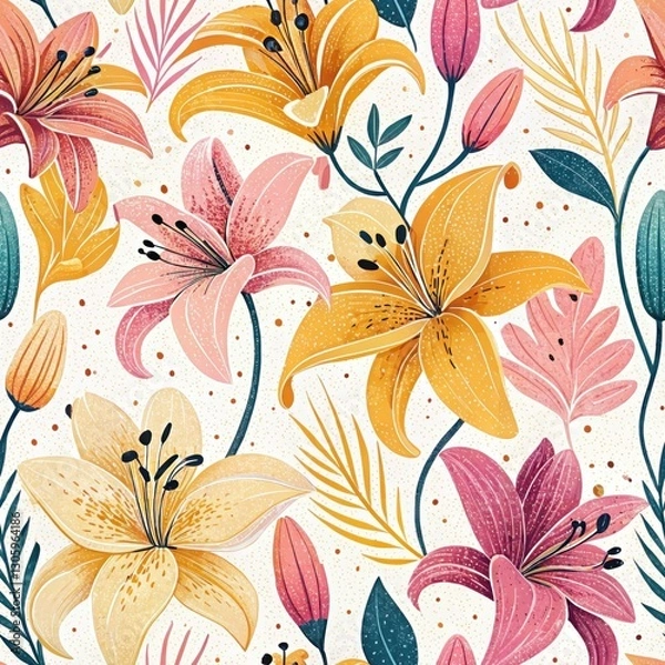 Fototapeta Creative Studio Floral Patterns Close-Up Views of Seamless Digital Artwork Design