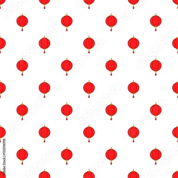 Fototapeta Red chinese lantern pattern. Cartoon illustration of red chinese lantern vector pattern for web