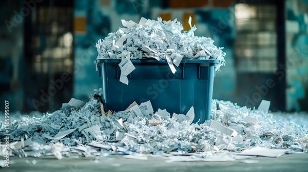 Obraz Confidential document shredder destroying papers for secure data disposal