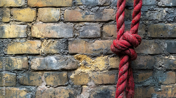 Obraz Scarlet Cord of Rahab: A Bold Contrast Against Jericho's Clay Wall