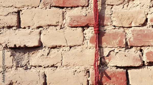 Obraz Scarlet Cord of Rahab: A Bold Contrast Against Jericho's Clay Wall
