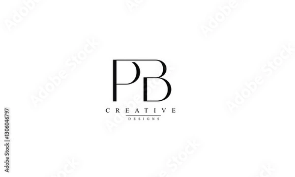 Fototapeta Alphabet letters Initials Monogram logo PB BP P N 