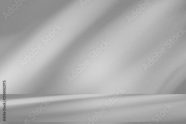 Fototapeta Wall interior background, studio and backdrops show products.with shadow from window color white and grey. background for text insertion and presentation product	