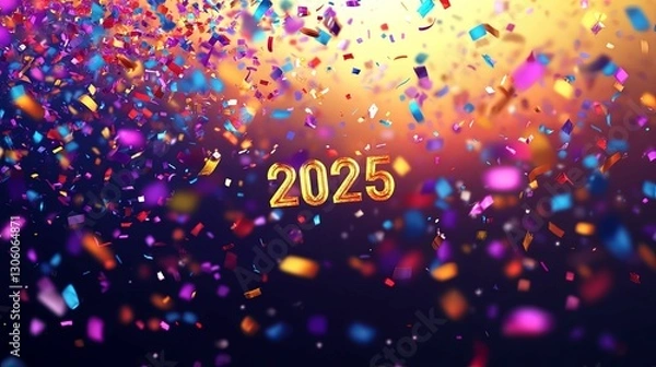 Obraz Colorful Confetti Celebrates The Arrival Of Two Thousand Twenty Five