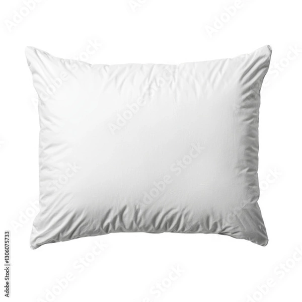 Fototapeta A fluffy white pillow, featuring a smooth surface and soft edges, ideal for comfort and relaxation. isolated on white background.