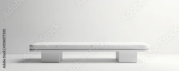 Obraz Modern minimalist bench, sleek design, white backdrop , background, furniture