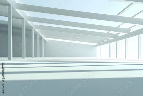 Obraz Abstract 3D Rendering Of Modern White Architectural Interior Design