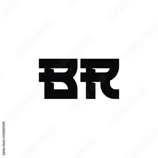 Obraz BR monogram logo design letter text name symbol monochrome logotype alphabet character simple logo