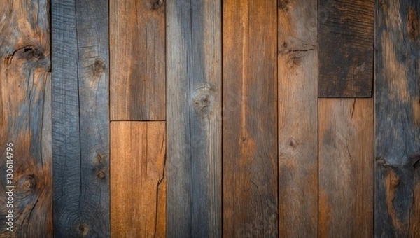 Fototapeta Rustic wooden texture background featuring rich colors and natural wood grain variations for design and decor applications.