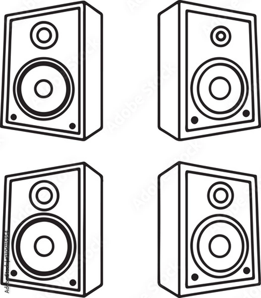 Fototapeta Speaker Silhouette Vector Set Vol - 3 ,public, amplifier, horn, speech, vector, red, volume