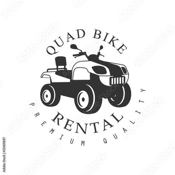 Fototapeta Renting Premium Quality Quad Bike Label Design Black And White Template With Text For Quadricycle Rental Business