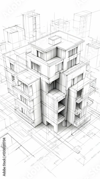 Obraz 3D Building Architectural Design Sketch