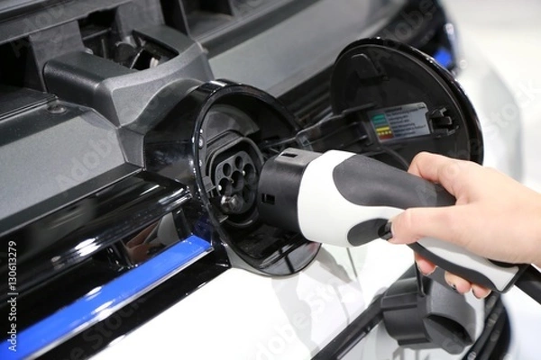 Obraz Electric vehicle - e charging station